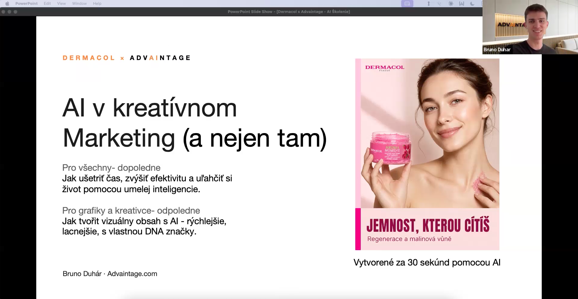 Školení Dermacol — Zoom meeting se 50+ účastníky